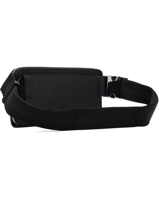 Boss Black Bonded Leather Belt Bag for men