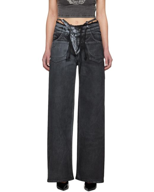 OTTOLINGER Black Double Fold Jeans