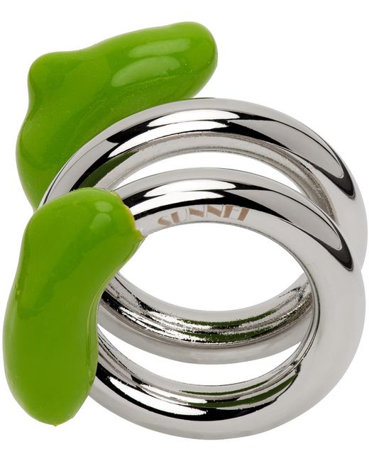 Sunnei Green Double Fusillo Ring for men