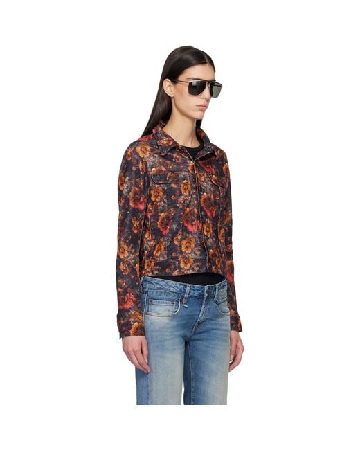 R13 Orange Skinny Denim Trucker Jacket