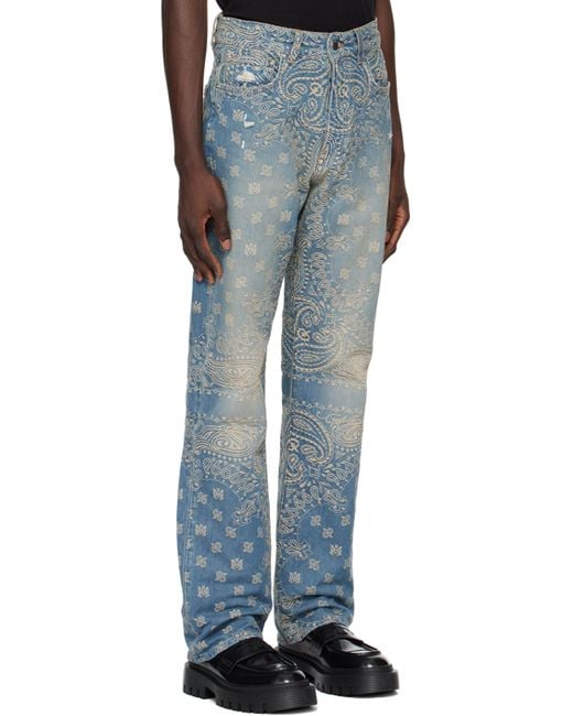 Amiri Blue Bandana Jacquard Straight Jeans for men