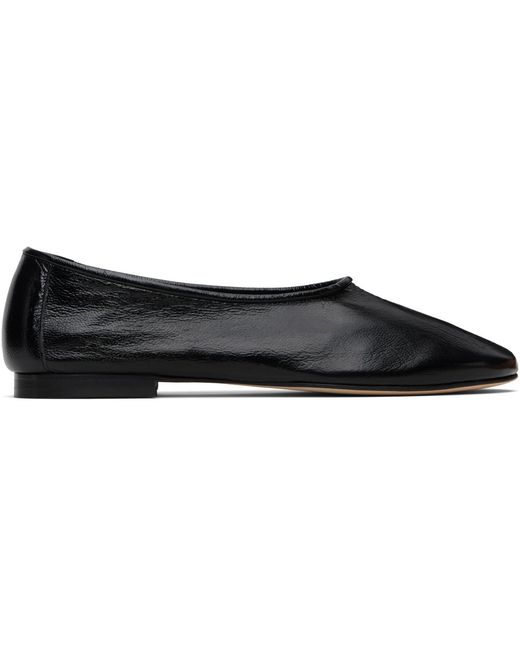 By Far Black Prudence Creased Leather Ballet Flats