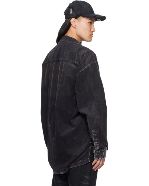トップス Maison MIHARA YASUHIRO CORDUROY STICKER Maison MIHARA YASUHIRO: Black Sticker Printed Corduroy Shirt