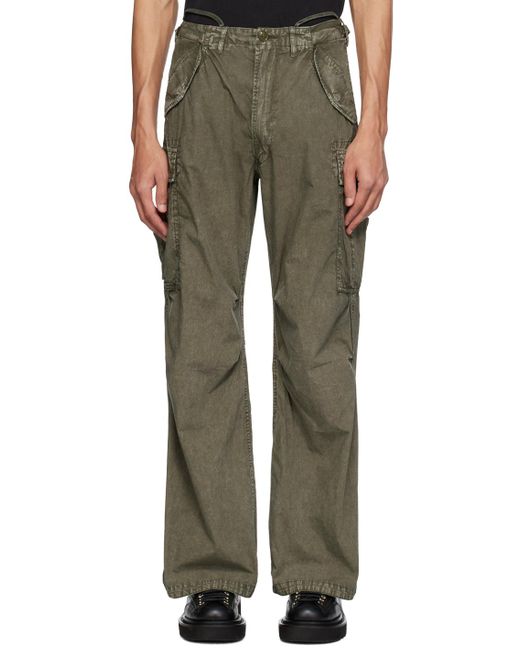 R13 Brown Khaki Wide-Leg Cargo Pants for men