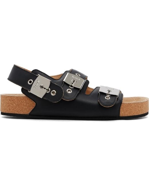 Balenciaga Black Scholl Edition Calfskin Flat Sandals