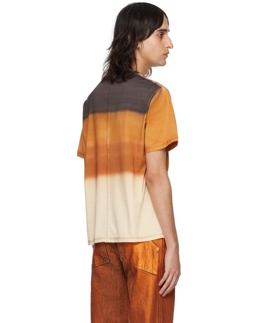 T-shirt et brun à panneaux Eckhaus Latta pour homme en coloris Orange