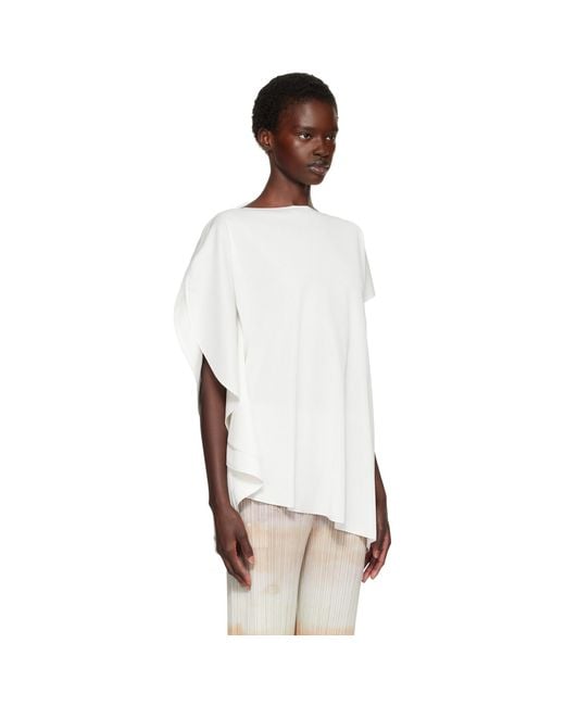 Pleats Please Issey Miyake White A-Poc Slice Blouse