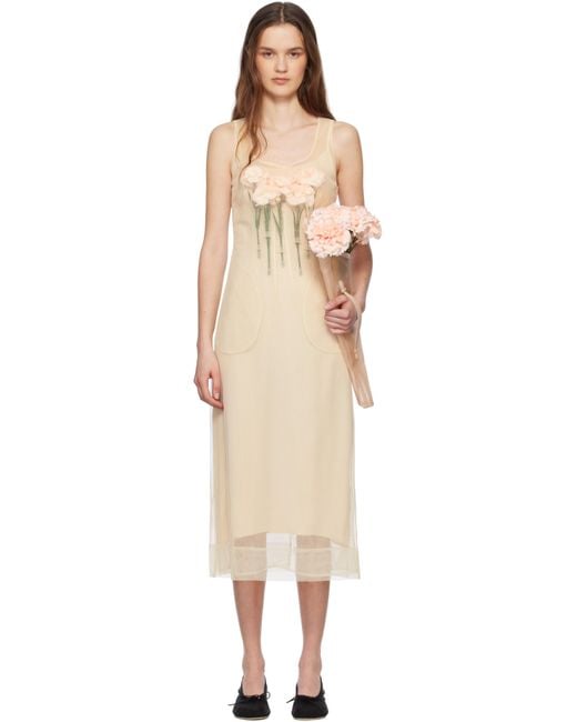Simone Rocha Natural Carnation Dart Midi Dress