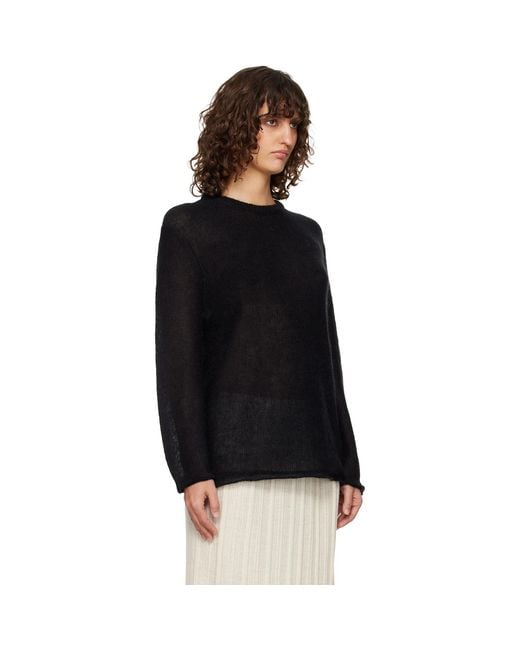 Totême Black Long Open Weave Knit Sweater