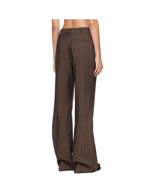 Ganni Brown Pinstripe Wool Trousers