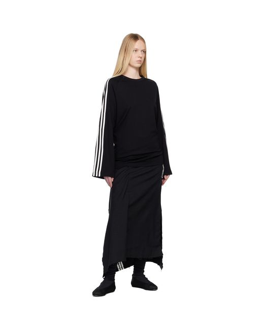 Y-3 Black Sport Uniform Raw Cut 3 Stripes Midi Skirt