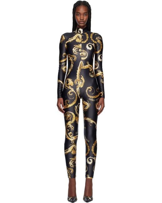 Versace Jeans Couture ブラック＆ゴールド Chromo Couture キャットスーツ Black