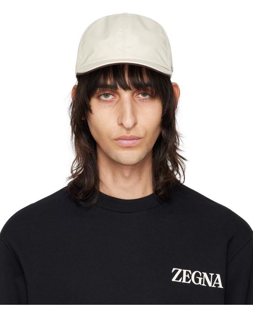 Zegna Black Off-white Technical Fabric Baseball Cap for men