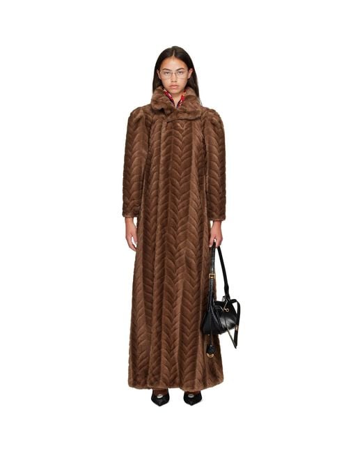 Balenciaga Brown Cable Knit Faux Fur Coat