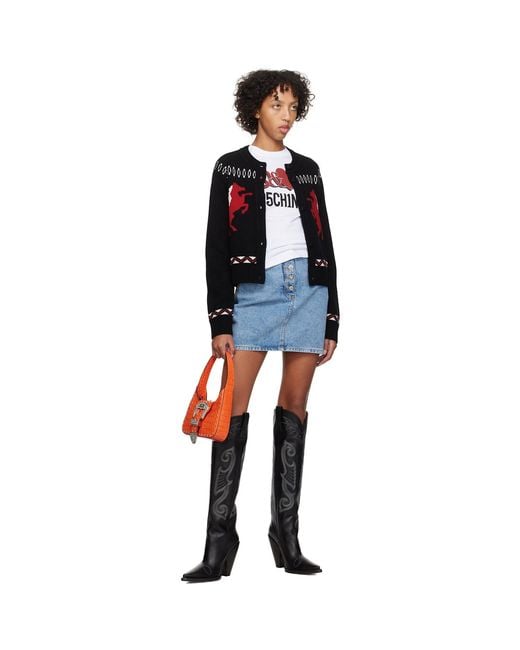Moschino Black High Western Boots