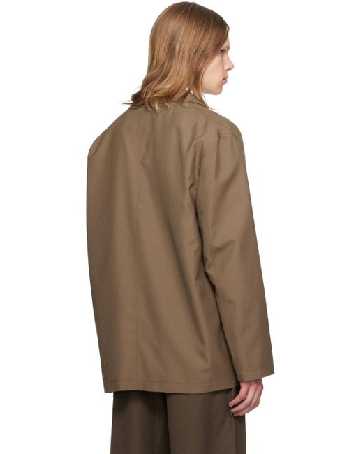 Lemaire Brown Double Breasted Blazer for men