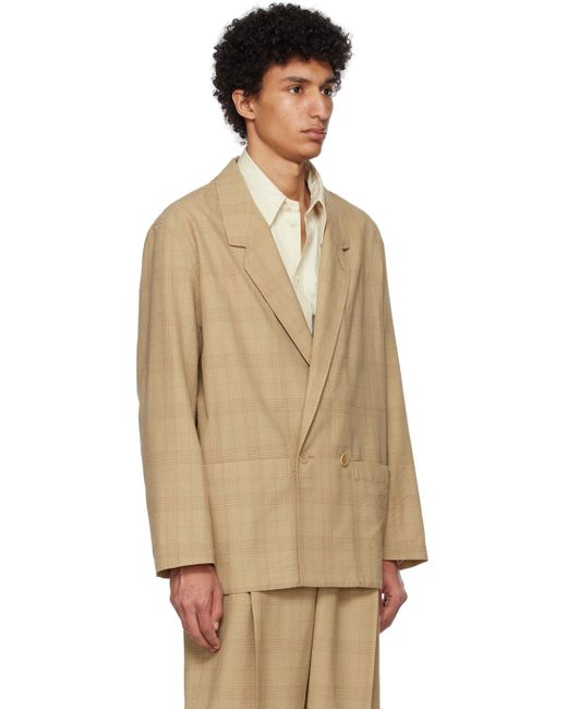 Lemaire Natural Khaki Double-breasted Blazer for men