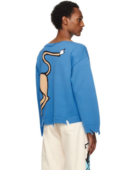 Charles Jeffrey Blue Slash Sweater for men