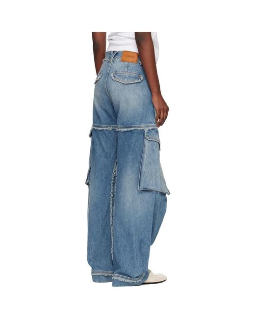 Versace Blue Low-Waist Cargo Jeans