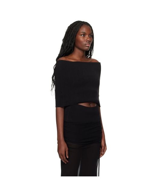 Christopher Esber Black Slashed Knit Shawl Top