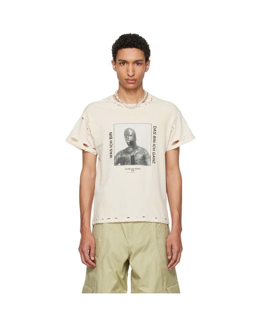 HYACYN Natural Off- Eet Stains Distressed 'Was Ich Bin' T-Shirt for men