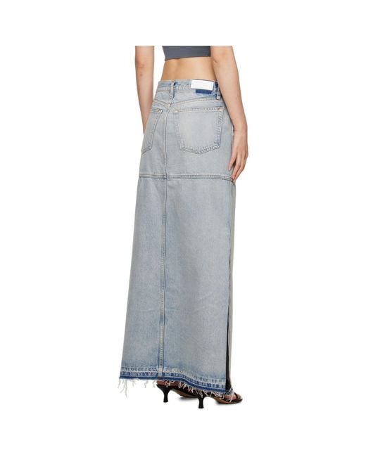 Re/done Black Blue Split Maxi Skirt
