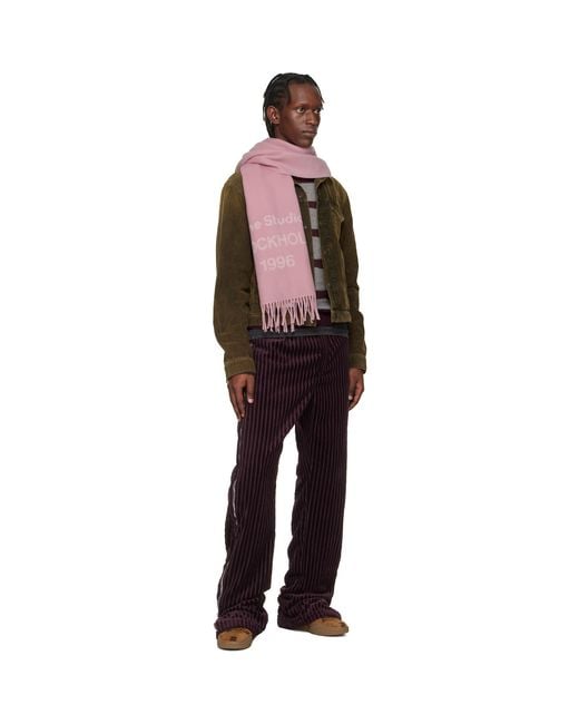 Acne Pink Wide Logo Scarf for men