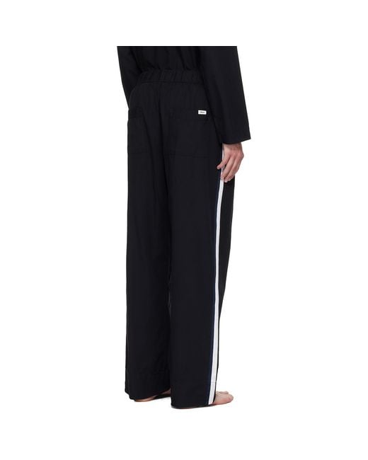 Tekla Black Striped Poplin Pyjama Pants for men