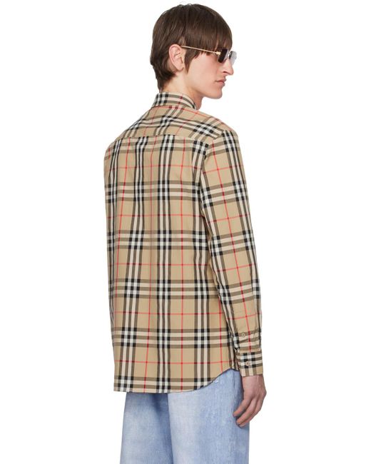 Burberry Multicolor Beige Check Shirt for men