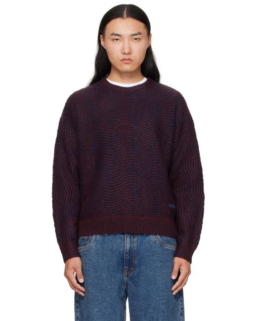 Dime Blue Mohair Wave Knit Sweater for men