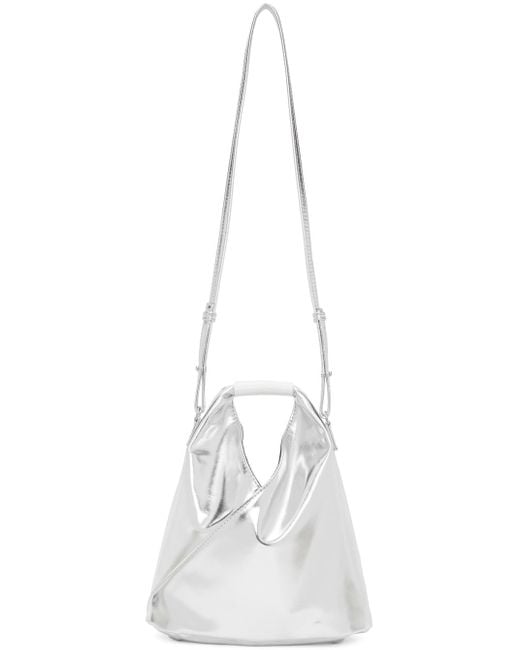 MM6 by Maison Martin Margiela Metallic Silver Faux-leather Xs Micro Triangle Tote
