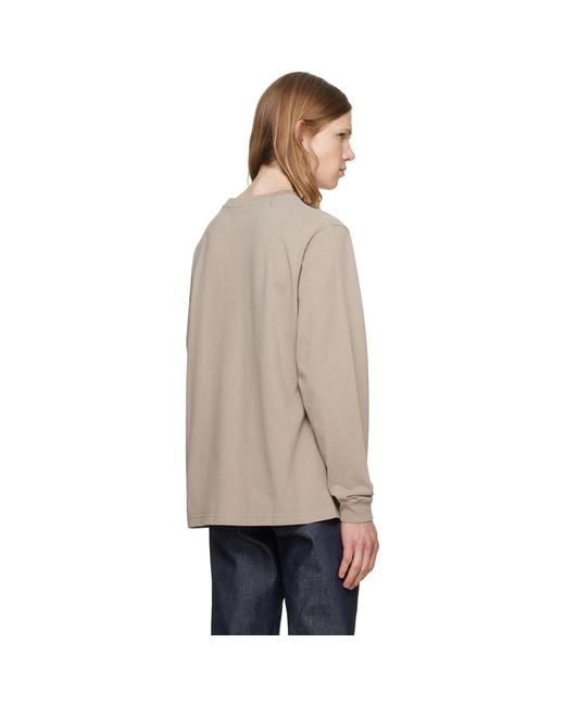 Maison Kitsuné Natural Taupe Fox Head Comfort Long Sleeve T-shirt for men