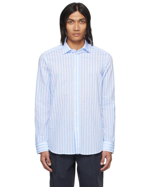 Barena White Blue Surian Barai Shirt for men