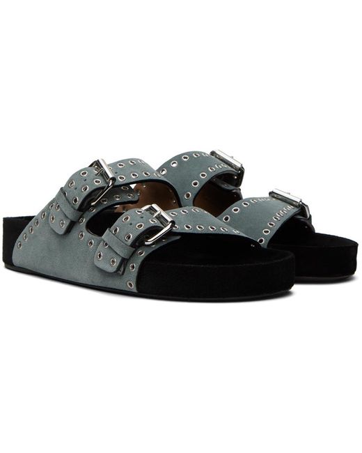Isabel Marant Black Blue Lennyo Buckle Sandals