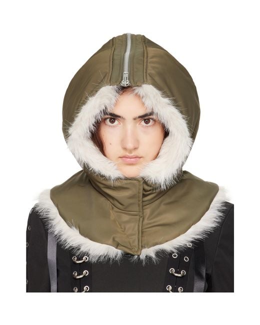 Simone Rocha Gray Khaki Split Faux Fur Zip Hood