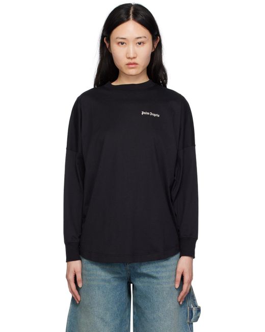 Palm Angels Black Embroide Long Sleeve T-shirt