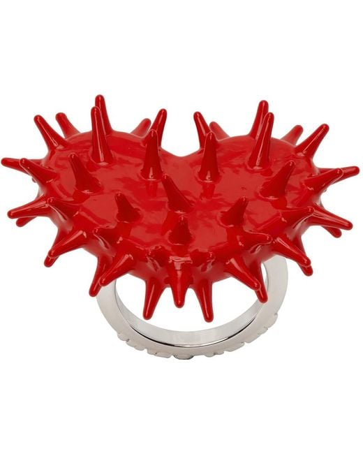 Hugo Kreit Red Spiky Heart Ring for men
