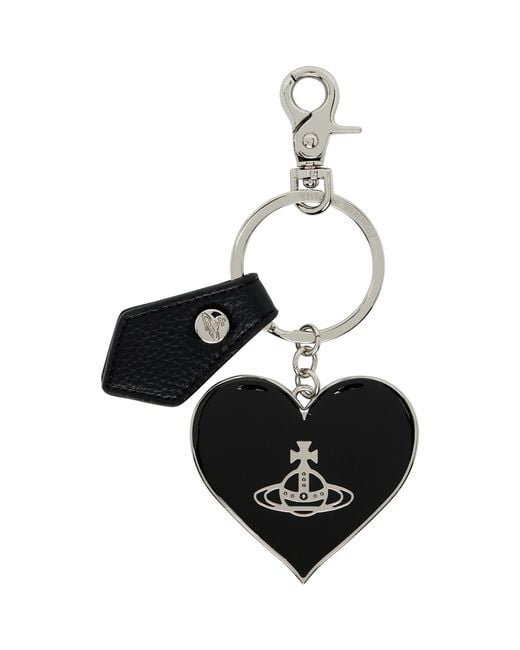 Vivienne Westwood Black Mirror Heart Orb Keychain for men