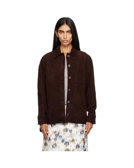 Staud Brown Josette Suede Shirt