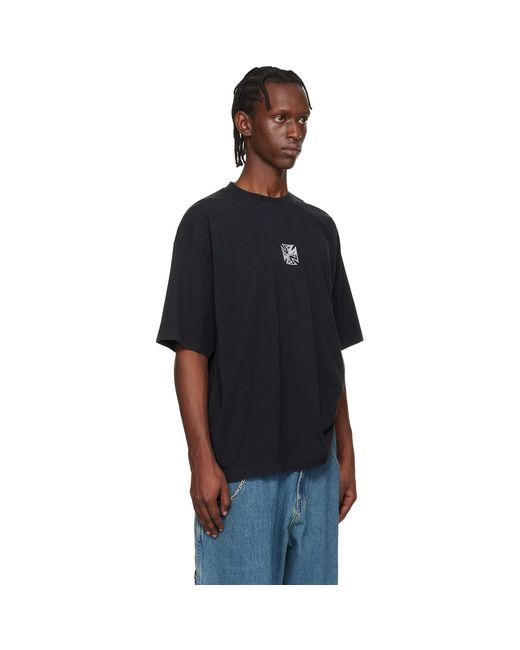 Vetements Black Biker Cross Logo T-Shirt for men
