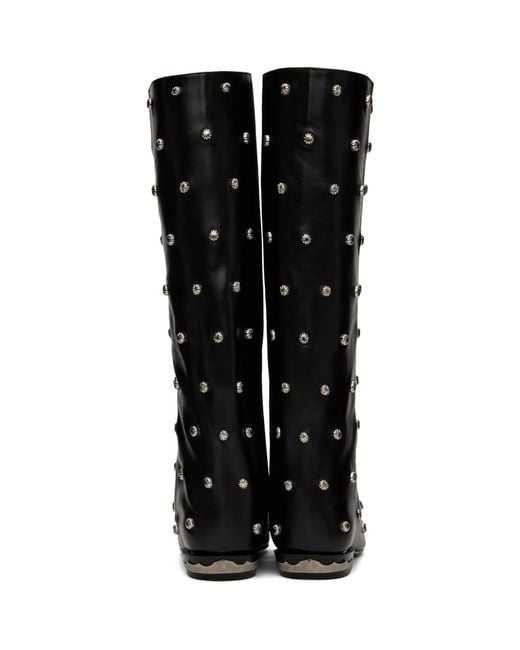Toga Black Ssense Exclusive Embellished Boots