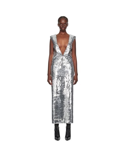 16Arlington Black Silver Ares Midi Dress