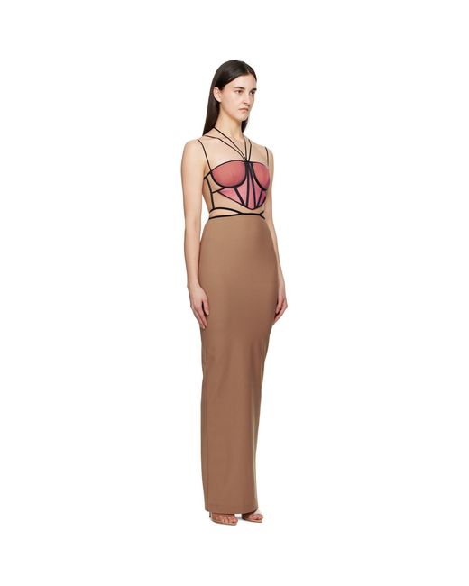 Nensi Dojaka Black Tan & Leila Signature Corset Maxi Dress