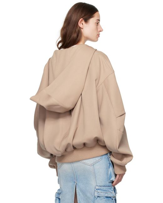 The Attico Natural Beige Hooded Bomber Jacket