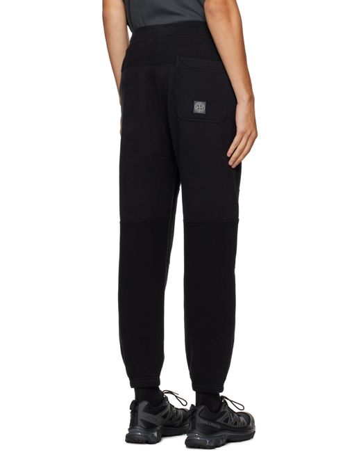 メンズ Stone Island ブラック ブラッシュド オーガニックコットン フリース スウェットパンツ Black