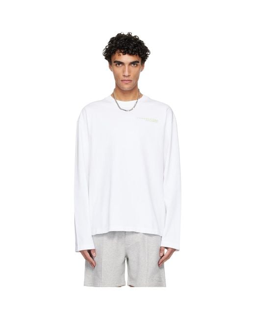 Casablanca White Glitch Orchid Long Sleeve T-Shirt for men