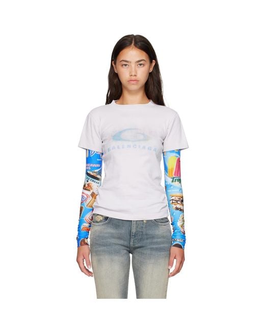 Balenciaga Blue Double Sleeve T-Shirt