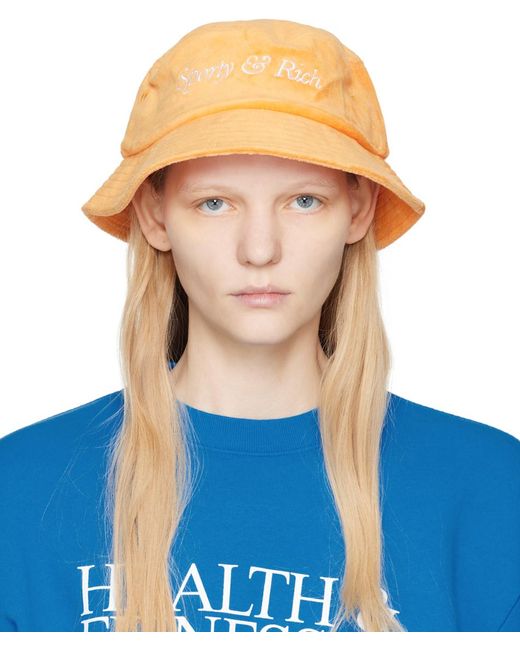 Sporty & Rich Blue Orange Embroidered Bucket Hat