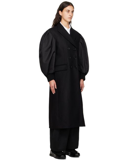 Simone Rocha Black Double Breasted Coat