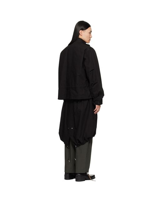 Sacai Black Nylon Twill X Ripstop Coat for men